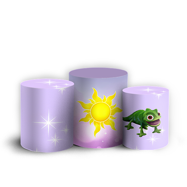 Capas Trio Cilindro Sublimado Veste Fácil - Rapunzel Enrolados