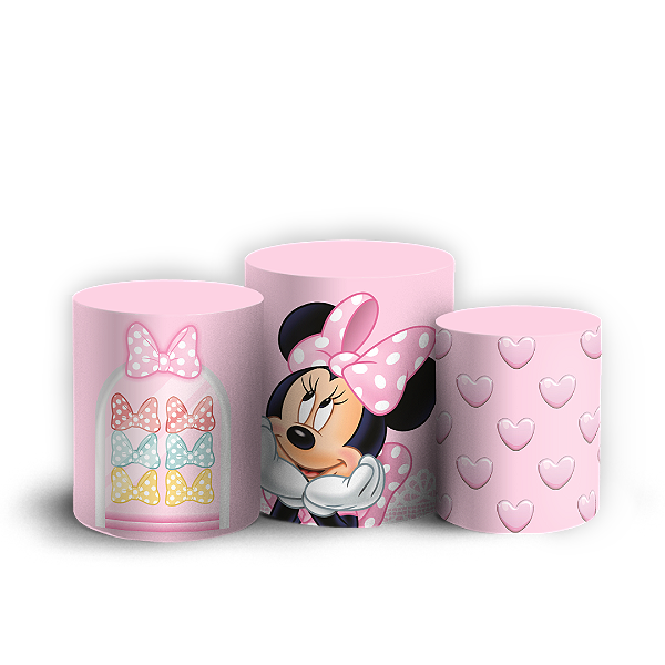 Capas Trio Cilindro Sublimado Veste Fácil - Minnie Laços