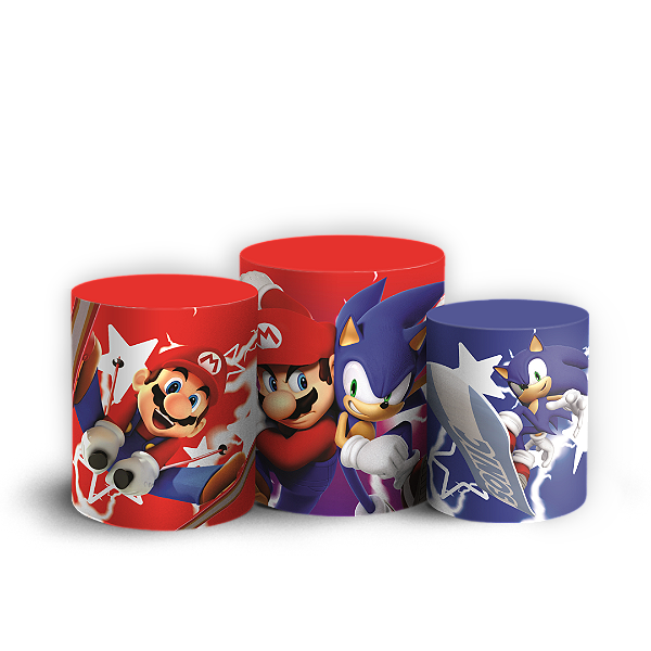 Capas Trio Cilindro Sublimado Veste Fácil - Mario e Sonic