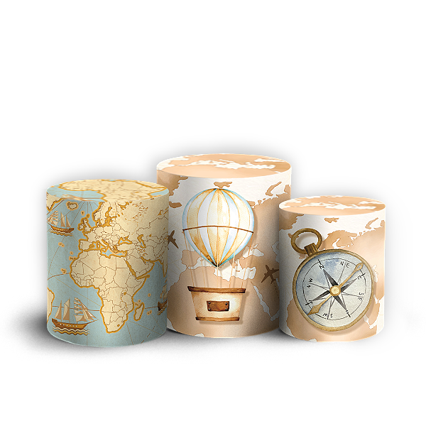 Capas Trio Cilindro Sublimado Veste Fácil - Mapa
