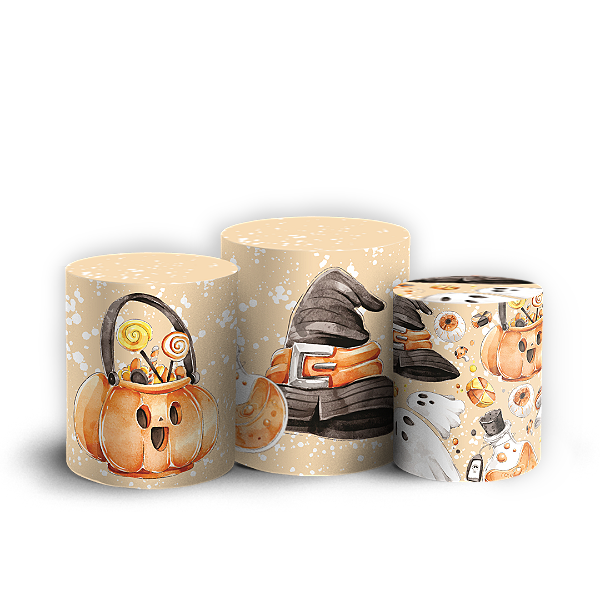 Capas Trio Cilindro Sublimado Veste Fácil - Dia das Bruxas Halloween