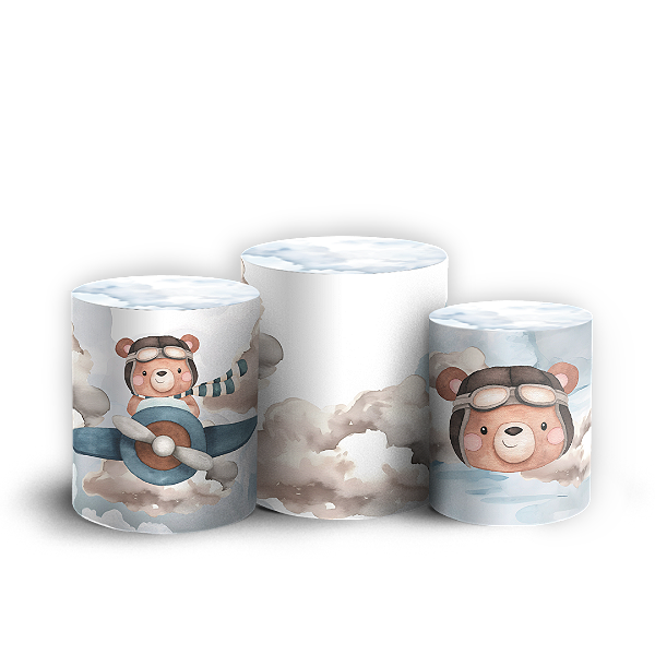 Capas Trio Cilindro Sublimado Veste Fácil - Ursinho Aviador