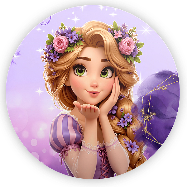 Capa Painel Redondo Sublimado - Rapunzel Enrolados