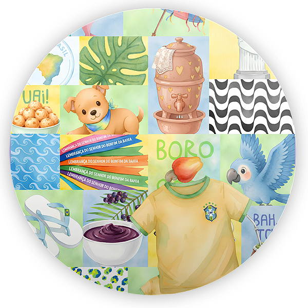 Capa Painel Redondo Sublimado - Brasilidade Infantil