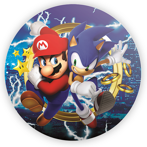 Capa Painel Redondo Sublimado - Mario e Sonic
