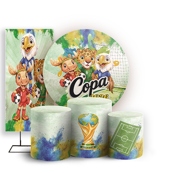Capas Painel Redondo Trio Cilindro e Faixa Lateral Sublimado - Copa do Mundo Brasil