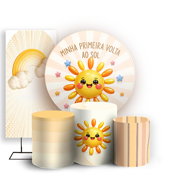 Capas Painel Redondo Trio Cilindro e Faixa Lateral Sublimado - Volta Ao Sol