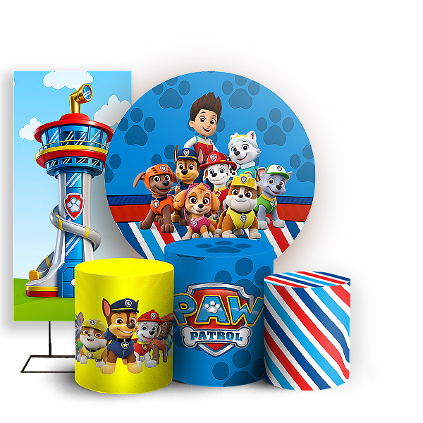 Capas Painel Redondo Trio Cilindro e Faixa Lateral Sublimado - Paw Patrol
