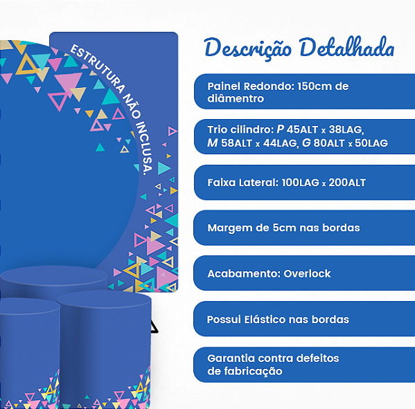 Capas Painel Redondo Trio Cilindro e Faixa Lateral Sublimado - Maquiagem