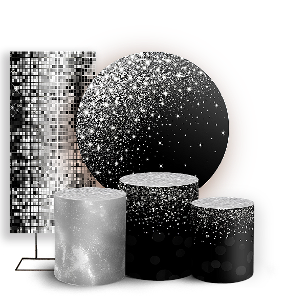 Capas Painel Redondo Trio Cilindro e Faixa Lateral Sublimado - Glitter