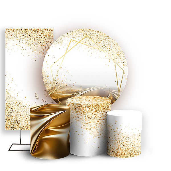 Capas Painel Redondo Trio Cilindro e Faixa Lateral Sublimado - Glitter