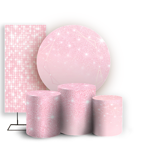 Capas Painel Redondo Trio Cilindro e Faixa Lateral Sublimado - Glitter