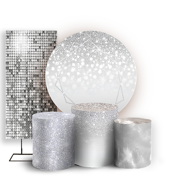 Capas Painel Redondo Trio Cilindro e Faixa Lateral Sublimado - Glitter