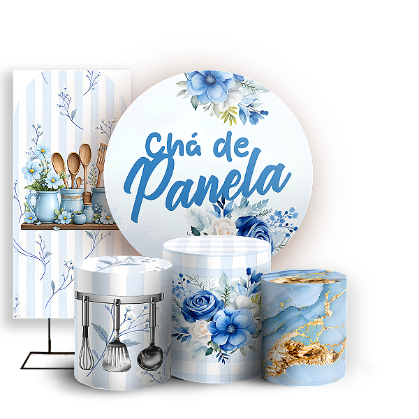 Capas Painel Redondo Trio Cilindro e Faixa Lateral Sublimado - Chá de Panela