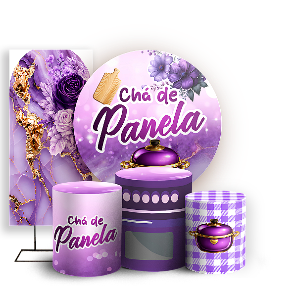 Capas Painel Redondo Trio Cilindro e Faixa Lateral Sublimado - Chá de Panela