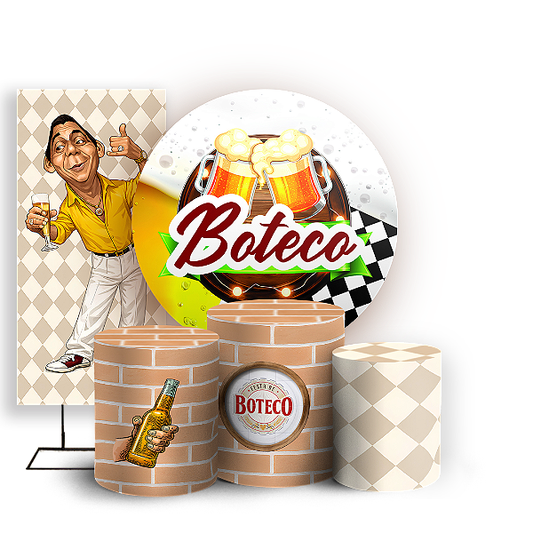Capas Painel Redondo Trio Cilindro e Faixa Lateral Sublimado - Boteco