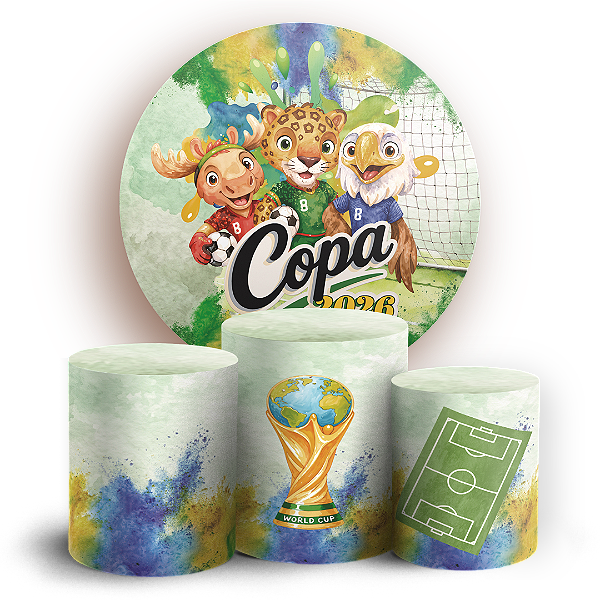 Capas Painel Redondo e Trio Cilindro Sublimado - Copa do Mundo Brasil