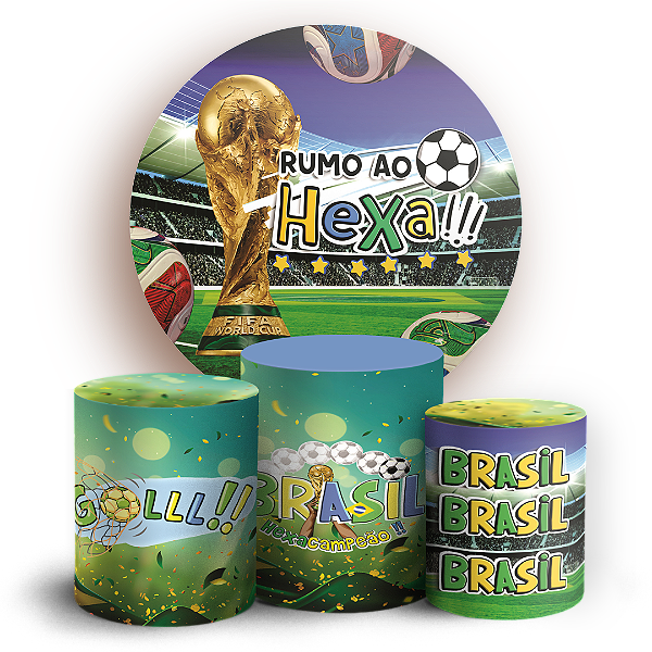 Capas Painel Redondo e Trio Cilindro Sublimado - Copa do Mundo Brasil