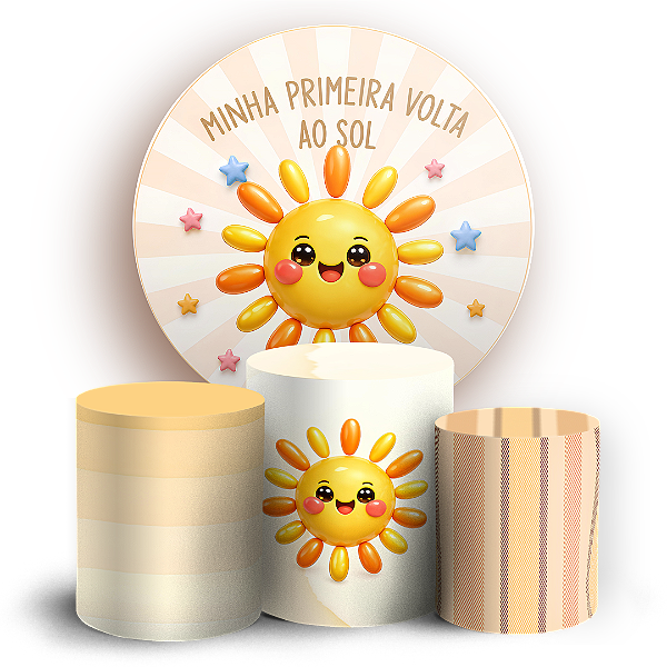 Capas Painel Redondo e Trio Cilindro Sublimado - Volta Ao Sol