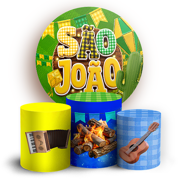 Capas Painel Redondo e Trio Cilindro Sublimado - São João