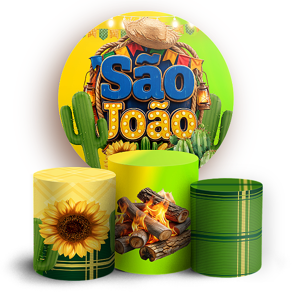 Capas Painel Redondo e Trio Cilindro Sublimado - São João