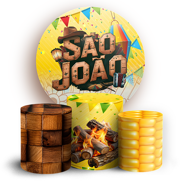 Capas Painel Redondo e Trio Cilindro Sublimado - São João