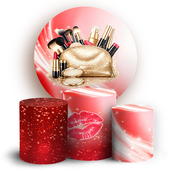 Capas Painel Redondo e Trio Cilindro Sublimado - Maquiagem
