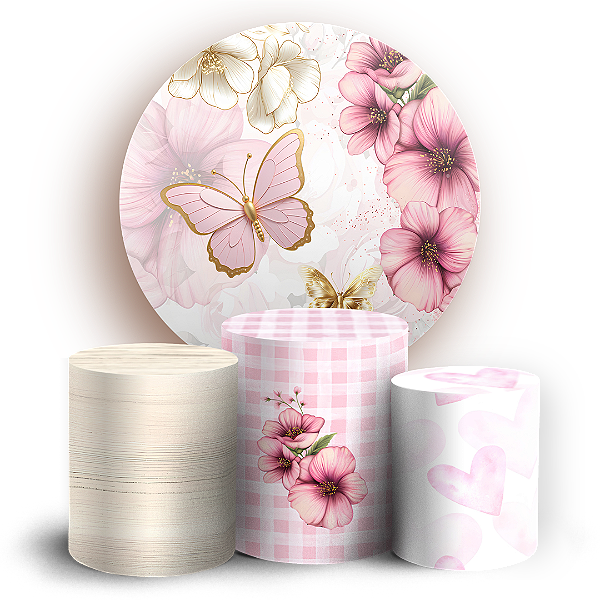 Capas Painel Redondo e Trio Cilindro Sublimado - Jardim