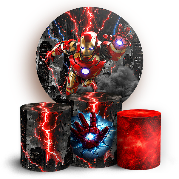 Capas Painel Redondo e Trio Cilindro Sublimado - Homem de Ferro