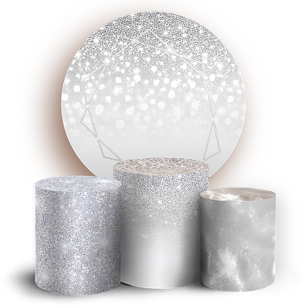 Capas Painel Redondo e Trio Cilindro Sublimado - Glitter