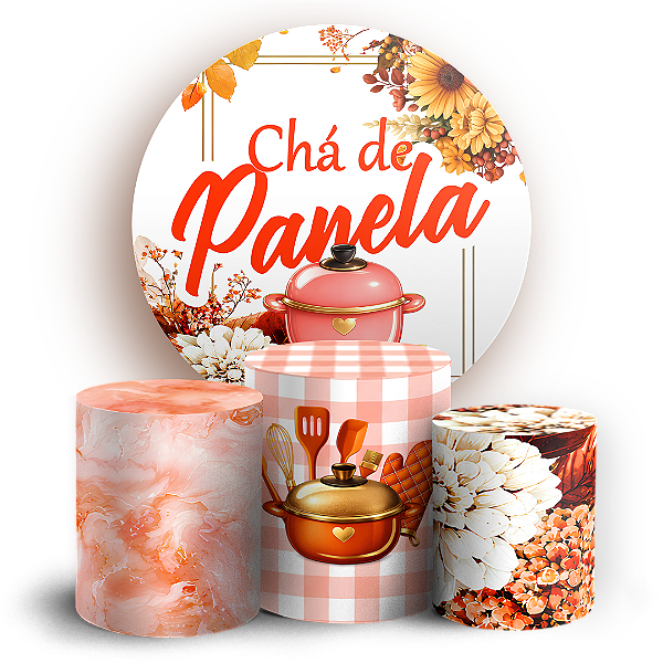 Capas Painel Redondo e Trio Cilindro Sublimado - Chá de Panela