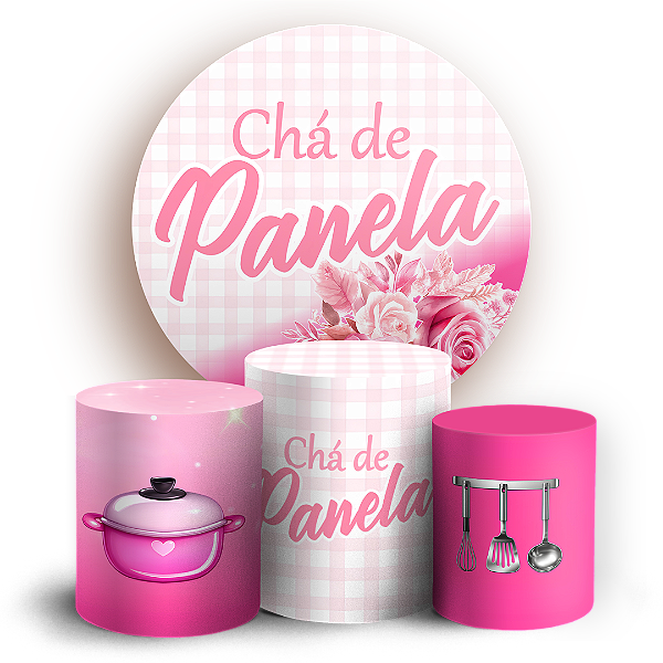 Capas Painel Redondo e Trio Cilindro Sublimado - Chá de Panela