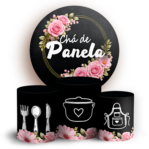 Capas Painel Redondo e Trio Cilindro Sublimado - Chá de Panela