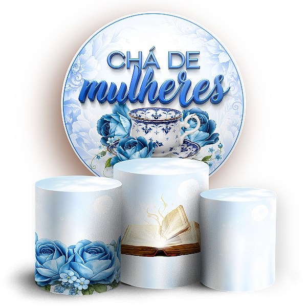 Capas Painel Redondo e Trio Cilindro Sublimado - Cha de Mulheres