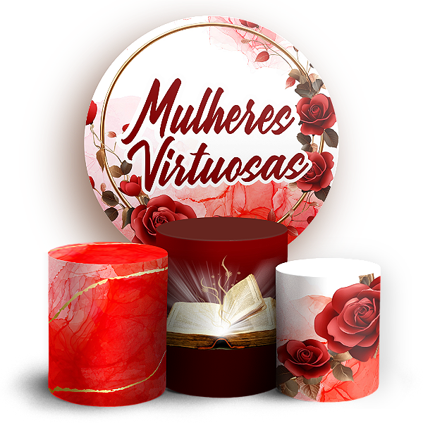 Capas Painel Redondo e Trio Cilindro Sublimado - Cha de Mulheres