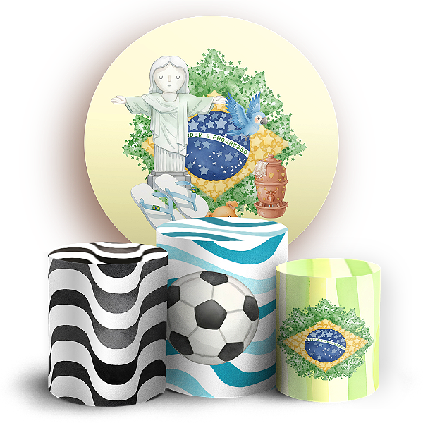 Capas Painel Redondo e Trio Cilindro Sublimado - Brasilidade Infantil