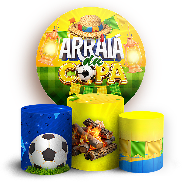 Capas Painel Redondo e Trio Cilindro Sublimado - Arraia na Copa