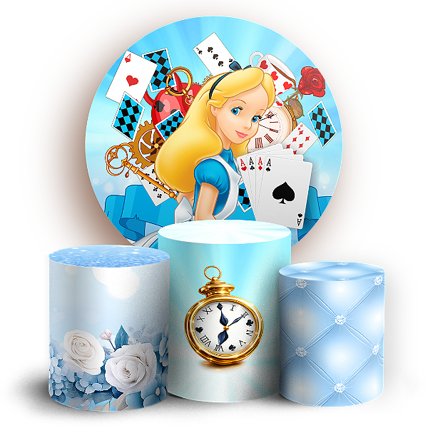 Capas Painel Redondo e Trio Cilindro Sublimado - Alice