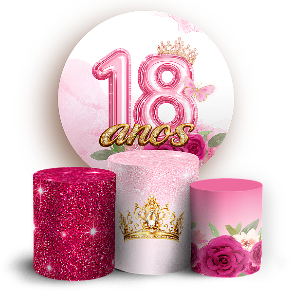 Capas Painel Redondo e Trio Cilindro Sublimado - 15 Anos