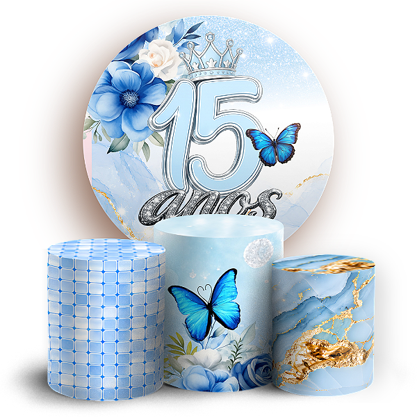 Capas Painel Redondo e Trio Cilindro Sublimado - 15 Anos