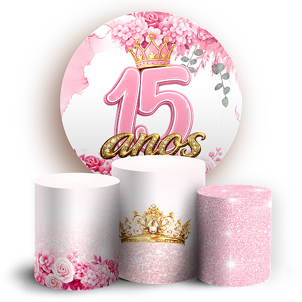 Capas Painel Redondo e Trio Cilindro Sublimado - 15 Anos