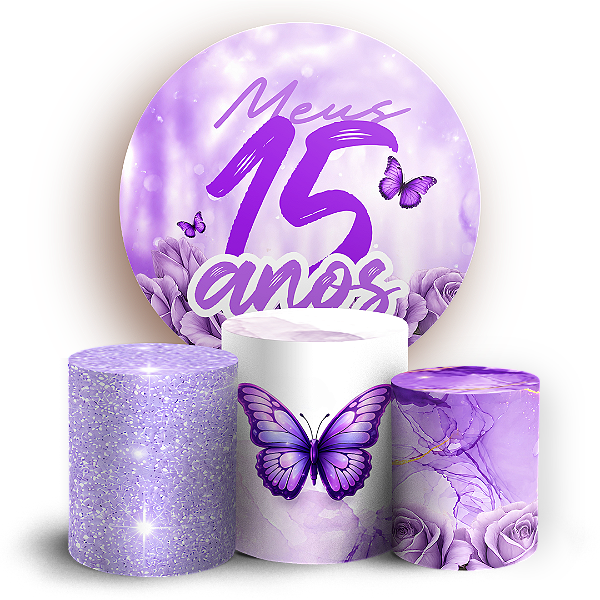 Capas Painel Redondo e Trio Cilindro Sublimado - 15 Anos
