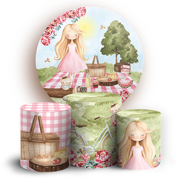 Capas Painel Redondo e Trio Cilindro Sublimado - Picnic