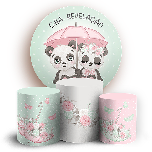 Capas Painel Redondo e Trio Cilindro Sublimado - Chá Revelação