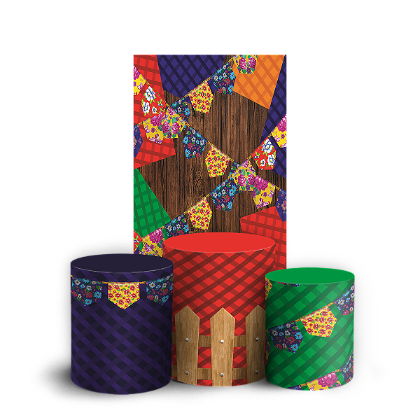 Capas Faixa Lateral e Trio Cilindro Sublimado Veste Fácil - Festa Junina