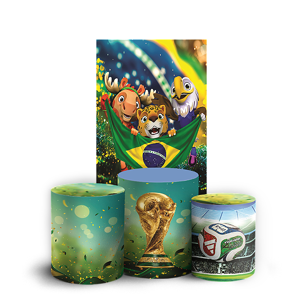 Capas Faixa Lateral e Trio Cilindro Sublimado Veste Fácil - Copa do Mundo Brasil