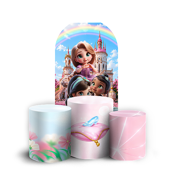 Capas Faixa Lateral e Trio Cilindro Sublimado Veste Fácil - Princesas
