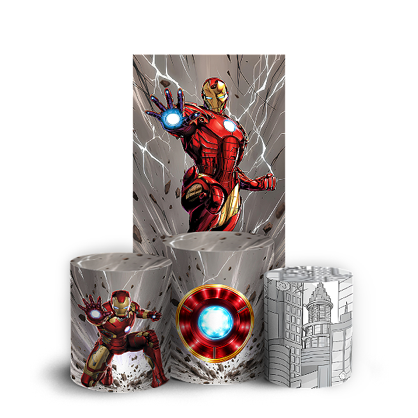 Capas Faixa Lateral e Trio Cilindro Sublimado Veste Fácil - Homem de Ferro