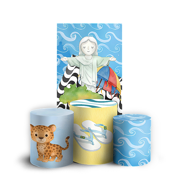 Capas Faixa Lateral e Trio Cilindro Sublimado Veste Fácil - Brasilidade Infantil