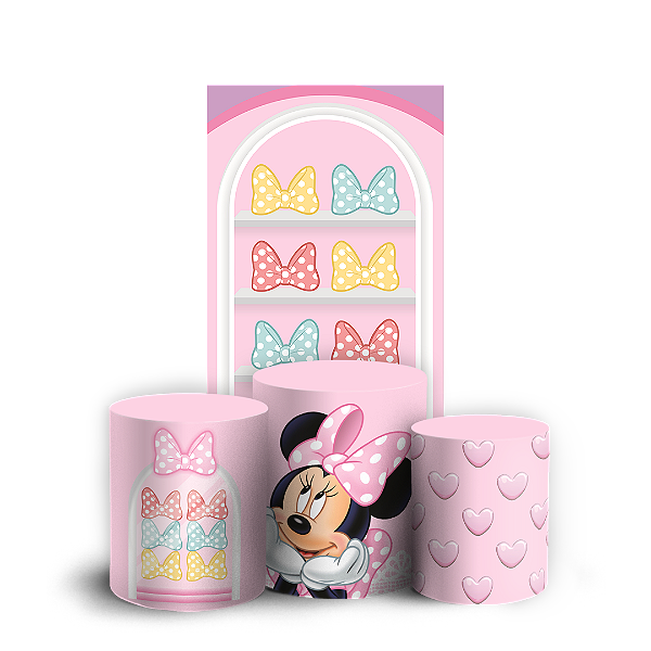 Capas Faixa Lateral e Trio Cilindro Sublimado Veste Fácil - Minnie Laços